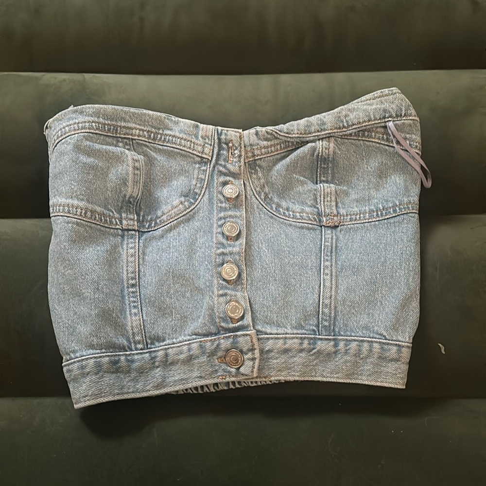zara denim corset top